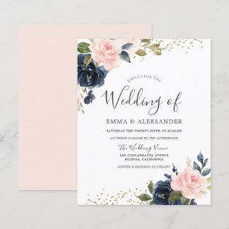 Faire-part de mariage Navy & Blush à petit budget