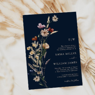 Faire-part de mariage Navy Boho Wildflowers