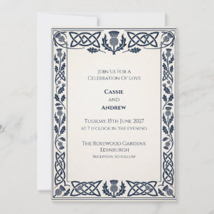 Faire-part de mariage Navy Celtic Thistle