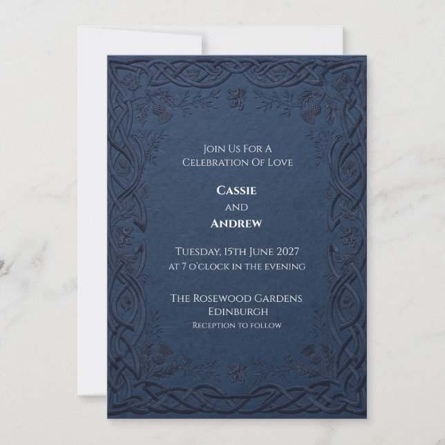 Faire-part de mariage Navy celtique en relief (Devant)