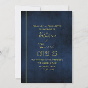 Faire-part de mariage Navy & Gold Regal