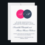 Faire-part de mariage Navy & Hot Pink Twin Monogra<br><div class="desc">Faire-part de mariage Navy & Hot Pink Twin Monogrammes</div>