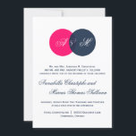 Faire-part de mariage Navy & Hot Pink Twin Monogra<br><div class="desc">Faire-part de mariage Navy & Hot Pink Twin Monogrammes</div>