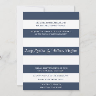 Faire-part de mariage Navy & White Stripes