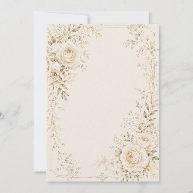 Faire-part de mariage neutre avec des florales raf (Devant)