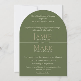 Faire-part de mariage neutre olive et beige