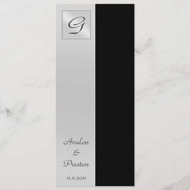 Faire-part de mariage noir à monogramme (Devant)