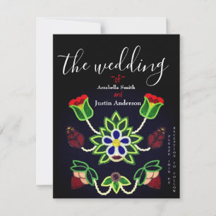 Faire-part de mariage noir de fraise florale ojibw