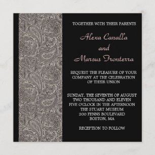 Faire-part de mariage noir de Paisley