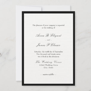 Faire-part de mariage noir de script classique