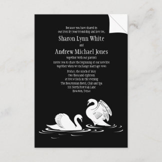 Faire-part de mariage noir en couple de Swan de 3,