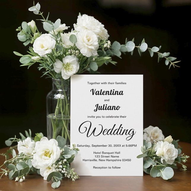 Faire-part de mariage noir et blanc (Typography style black and white wedding invitation)