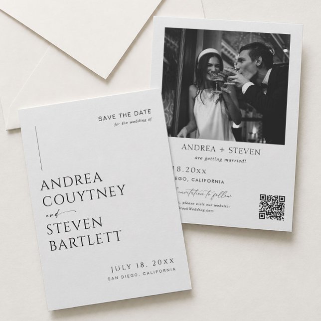 Faire-part de mariage noir et blanc à conserver (Créateur téléchargé)
