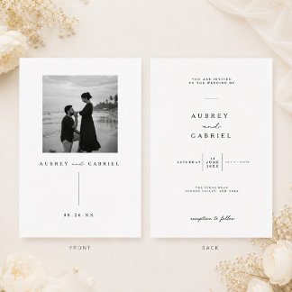 Faire-part de mariage noir et blanc avec photo