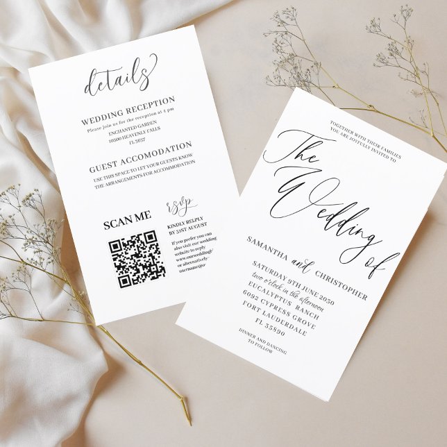 Faire-part de mariage noir et blanc Budget tout-en (Créateur téléchargé)