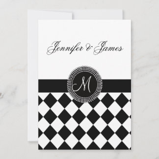 Faire-part de mariage noir et blanc de monogramme