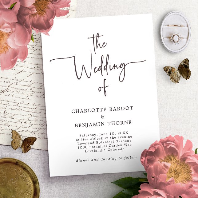 Faire-part de mariage noir et blanc écriture (Créateur téléchargé)