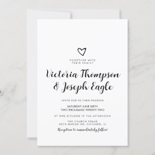 Faire-part de mariage noir et blanc Écriture mod