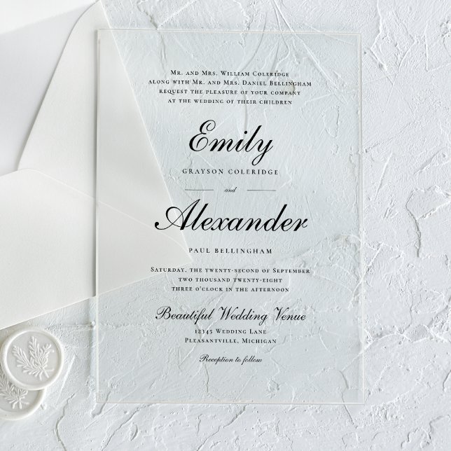 Faire-part de mariage noir et blanc élégant (Créateur téléchargé)