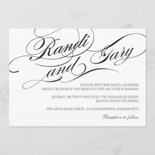 Faire-part de mariage noir et blanc florissant