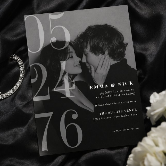 Faire-part de mariage noir et blanc gras éditorial (Créateur téléchargé)