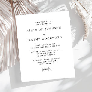 Faire-part de mariage noir et blanc minimaliste à 