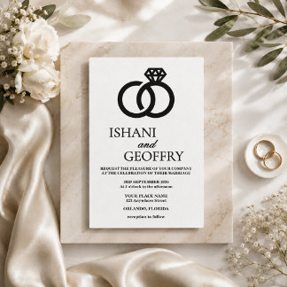Faire-part de mariage noir et blanc Minimaliste CU