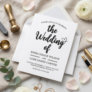 Faire-part de mariage noir et blanc Modern Heart S