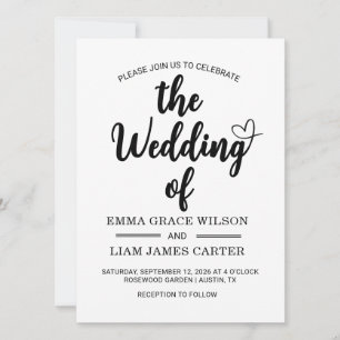 Faire-part de mariage noir et blanc Modern Heart S