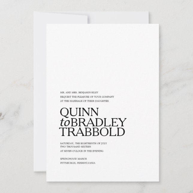 faire-part de mariage NOIR ET BLANC MODERNE (Devant)