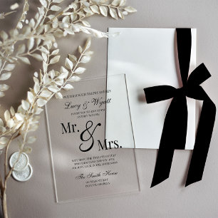 Faire-part de mariage noir et blanc Mr & Mrs Scrip