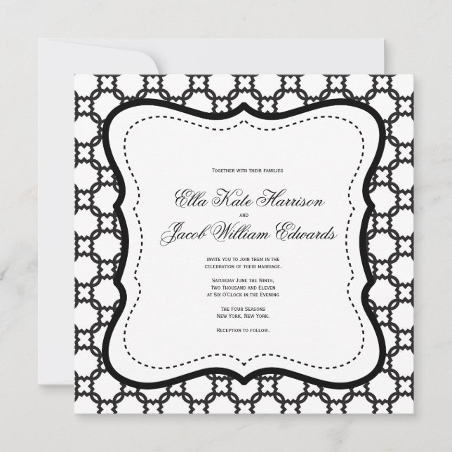 Faire-part de mariage noir et blanc personnalisabl (Devant)