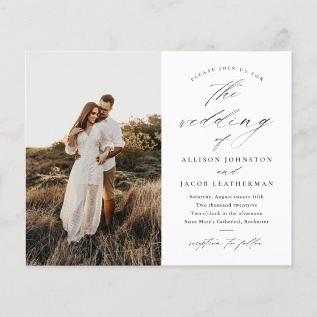 Faire-part de mariage noir et blanc photo Budget (Devant)