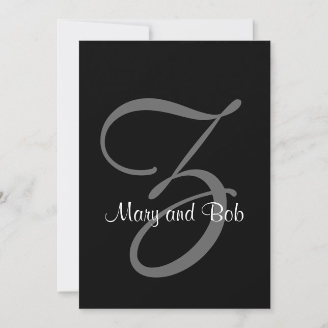Faire-part de mariage noir et blanc| Z initial (Devant)