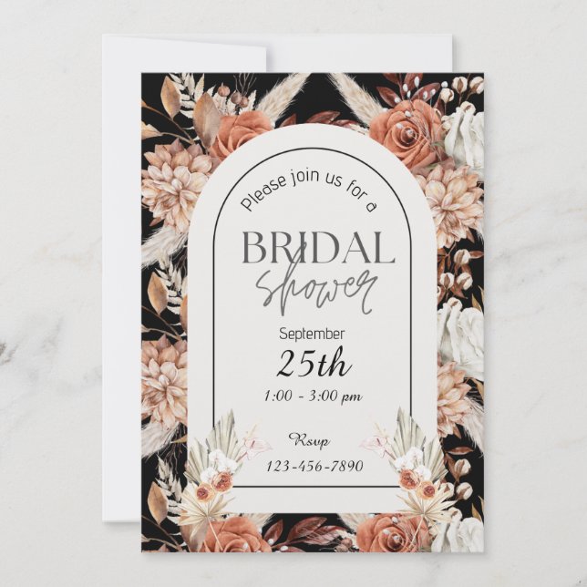 faire-part de mariage noir et marron (Devant)