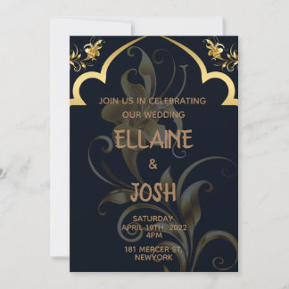 Faire-part de mariage noir et or