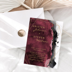 Faire-part de mariage noir et or de Bourgogne