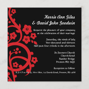 Faire-part de mariage noir et rouge