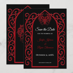 Faire-part de mariage noir et rouge avec bordure o