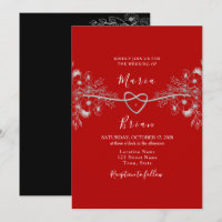 Faire-part de mariage noir et rouge moderne