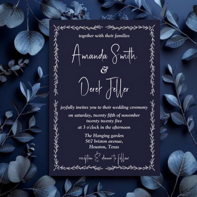 Faire-part de mariage noir foncé et riche (Créateur téléchargé)