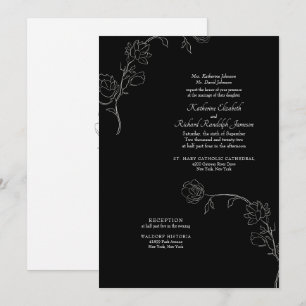 Faire-part de mariage noir formal Jasmin