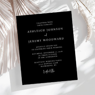 Faire-part de mariage noir minimaliste du budget