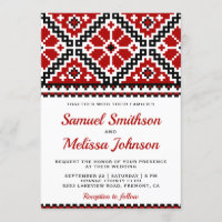 Faire-part de mariage noir rouge d'Ukrainien de