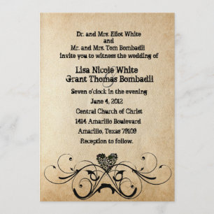 Faire-part de mariage noir rustique minable de