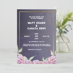 Faire-part de mariage noir simple