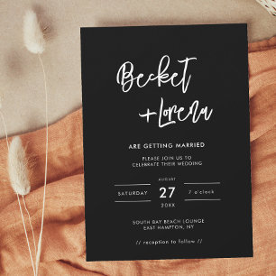 Faire-part de mariage noire minimaliste moderne