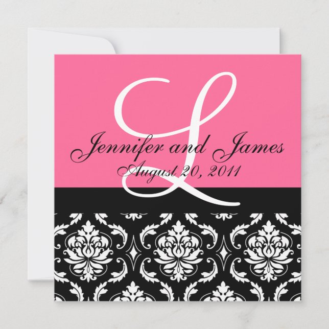 faire-part de mariage Noms Monogrammes Date Pink D (Devant)