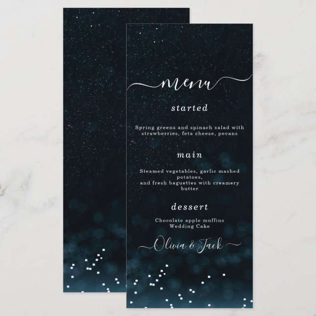 Faire-part de mariage Nuit étoilée Céleste, Galaxi (Devant / Derrière)