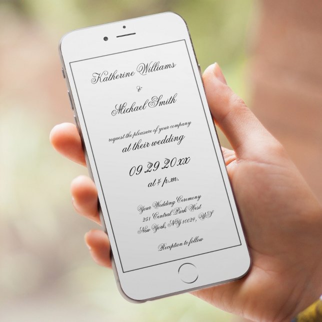 Faire-part de mariage numérique blanc élégant mini (Créateur téléchargé)